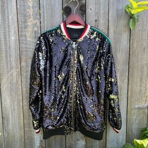 Zara Men’s Sequin Varsity Bomber Jacket